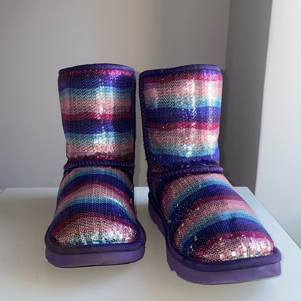 UGG Classic II Rainbow Sequin Short Boot- Size 5